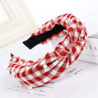 Korean Style Sub-stripe Headband Nails Pearl Cross Elastic Fabric Head Buckle Headband Wholesale Nihaojewelry main image 1