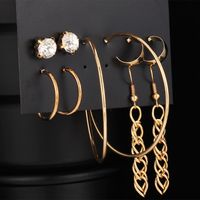 New Circle Diamond Tassel Earrings Set 4 Pairs Of Creative Gold Alloy Metal Earrings Wholesale Nihaojewelry sku image 1