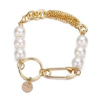 New Pearl Metal Paper Clip Circle Bracelet Creative Retro Simple Alloy Bracelet Wholesale Nihaojewelry sku image 1