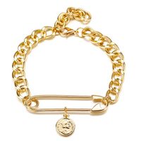 New Head Pendant Paper Clip Chain Bracelet Creative Metal Alloy Gold Bracelet Wholesale Nihaojewelry sku image 1