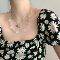 Double Layered Bow Tie Short Temperament Crystal Beads Clavicle Chain Necklace Wholesale Nihaojewelry sku image 1