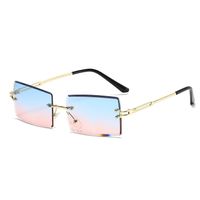 Fashion New Metal Frame Sunglasses For Women Large Frame Sunglasses Diamond Cut Gradient Color Sunglasses Nihaojewelry main image 3