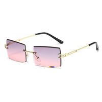 Fashion New Metal Frame Sunglasses For Women Large Frame Sunglasses Diamond Cut Gradient Color Sunglasses Nihaojewelry sku image 4