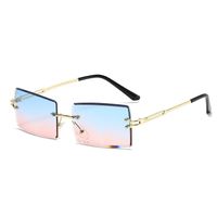Fashion New Metal Frame Sunglasses For Women Large Frame Sunglasses Diamond Cut Gradient Color Sunglasses Nihaojewelry sku image 5