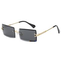 Fashion New Metal Frame Sunglasses For Women Large Frame Sunglasses Diamond Cut Gradient Color Sunglasses Nihaojewelry sku image 9