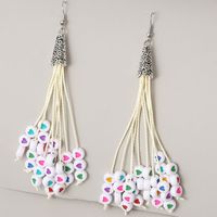 Long Love Beaded Tassel Earrings For Women Creative Ancient Silver Needle Earrings Jewelry main image 1