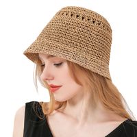 Hat For Women Summer New Hand-woven Sun-shading Hat Fisherman Hat Korean Outing Solid Color Foldable Straw Hat main image 1