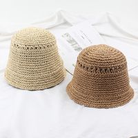 Hat For Women Summer New Hand-woven Sun-shading Hat Fisherman Hat Korean Outing Solid Color Foldable Straw Hat main image 3
