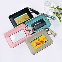 2020 Koreanische Neue Pu Damen Quaste Brieftasche Reiß Verschluss Geldbörse Mini Clutch Student Kleine Geldbörse Dünn main image 2