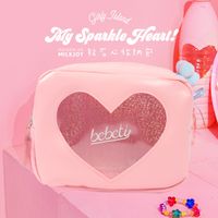 Korean Fashion Transparent Laser Diamond Love Cosmetic Bag Girl Heart Large Capacity Travel Storage Cute Bag Nihaojewelry main image 4