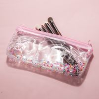 Fashion New Korean Storage Bag Transparent Waterproof Cosmetic Bag For Girls Cartoon Simple Zipper Toiletry Bag Storage Bag main image 1