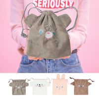 Fashion New Korean Animal Drawstring Bag Jewelry Drawstring Pocket Cosmetic Bag Flannel Cute Storage Bag Nihaojewelry main image 4