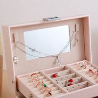 Three-layer Automatic Drawer Jewelry Box Fashion Jewelry Storage Box Korean Watch Necklace Earrings Ring Box Simple Storage Box main image 4