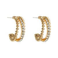 Fashion C Shape Diamond Alloy Artificial Gemstones Earrings main image 6