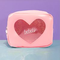 Korean Fashion Transparent Laser Diamond Love Cosmetic Bag Girl Heart Large Capacity Travel Storage Cute Bag Nihaojewelry sku image 2