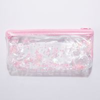 Fashion New Korean Storage Bag Transparent Waterproof Cosmetic Bag For Girls Cartoon Simple Zipper Toiletry Bag Storage Bag sku image 2