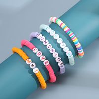 Venta Caliente De Moda Arco Iris De Cerámica Suave Letra Perlas Pulsera Hecha A Mano Moda Moda Vacaciones Playa Estilo Pulsera Nihaojewelry main image 1