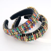 Fashion Baroque Diamond Chain Headband Glass Rhinestone Women's Hair Accessories Sponge Gold Velvet Non-slip Headband Nihaojewelry main image 1