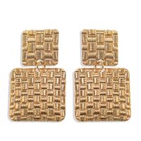 Texture Square Metal Maze Pattern Earrings Bumpy Punk Simple Geometric Earrings Wholesale Nihaojewelry main image 2