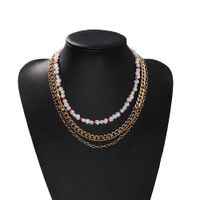 Fashion Multilayer Pearl Metal Chain Fashion All-match Punk Thickness Necklace Wholesale Nihaojewelry main image 6