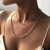 New Punk Style Simple Necklace Generous Metal Texture Double Thick Chain Necklace Wholesale Nihaojewelry main image 1
