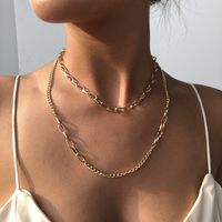 New Punk Style Simple Necklace Generous Metal Texture Double Thick Chain Necklace Wholesale Nihaojewelry main image 3