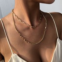 New Punk Style Simple Necklace Generous Metal Texture Double Thick Chain Necklace Wholesale Nihaojewelry main image 4