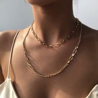 New Punk Style Simple Necklace Generous Metal Texture Double Thick Chain Necklace Wholesale Nihaojewelry main image 5
