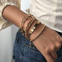 B1136  Neue Übertriebene Legierung Dicke Kette Mehr Schicht Iges Armband Weibliche Europäische Und Amerikanische Mode Goldenes Armband Armband main image 5