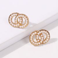 Fashion Trend Double-wrapped Round Ring Pearl Earrings Fashion Small Circle Square Earrings For Women Nihaojewelry main image 2