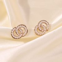 Fashion Trend Double-wrapped Round Ring Pearl Earrings Fashion Small Circle Square Earrings For Women Nihaojewelry main image 3