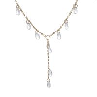 New Gold Tassel Crystal Necklace Diamond Multi-faceted Zircon Rhinestone Necklace Wholesale Nihaojewelry main image 3