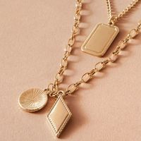 New  Person Head Sun Flower Multilayer Necklace Rectangular Triangle Necklace Wholesale Nihaojewelry main image 4