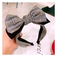 New Retro Houndstooth Double Big Bow Headband Hair Accessories Wholesale Nihaojewelry main image 6