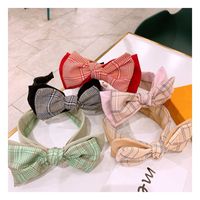 New Retro Houndstooth Double Big Bow Headband Hair Accessories Wholesale Nihaojewelry main image 3
