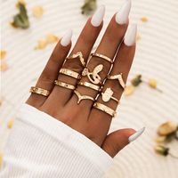 Fashion Geometric Shape Rings Serpentine V-shaped 11-piece Set Ring Alloy Rings Simple Exquisite Rings Set main image 1