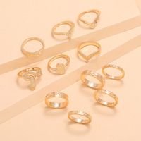 Fashion Geometric Shape Rings Serpentine V-shaped 11-piece Set Ring Alloy Rings Simple Exquisite Rings Set main image 3