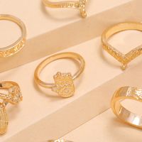 Fashion Geometric Shape Rings Serpentine V-shaped 11-piece Set Ring Alloy Rings Simple Exquisite Rings Set main image 4