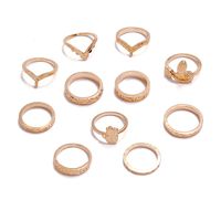 Fashion Geometric Shape Rings Serpentine V-shaped 11-piece Set Ring Alloy Rings Simple Exquisite Rings Set main image 5