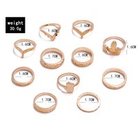 Fashion Geometric Shape Rings Serpentine V-shaped 11-piece Set Ring Alloy Rings Simple Exquisite Rings Set main image 6
