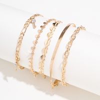 Fashion Punk Hollow Heart Anklet Disc Snake-shaped Chain Diamond Key Tassel Pendant 5-piece Anklet main image 4