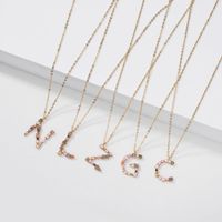 Fashion Brass Neck Accessories Natural Stone Zircon Furnace Vacuum Real Gold Color Preserving Electroplating Letter Necklace Nihaojewelry main image 6