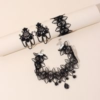 Japanische Gothic Schwarze Spitze Blume Quaste Ohrringe Halskette Armband Weibliche Trend Ige Ins Nischen Lolita Anzug main image 3
