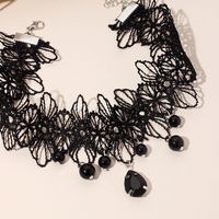 Conjunto De Pulsera De Collar De Pendientes De Borla De Flores De Estilo Negro Gótico De Corea Para Mujer Al Por Mayor main image 4