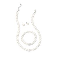 Mode New Pearl Bracelet Simple Collier Boucles D&#39;oreilles Ensemble De Trois Pièces En Gros main image 3