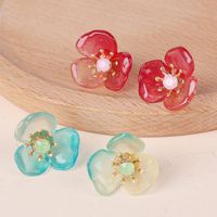 Korea Simple Ear Accessories Simple Flower Fairy Earrings Gradient Resin Earrings For Women Wholesale Nihaojewelry main image 2