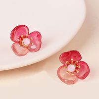 Korea Simple Ear Accessories Simple Flower Fairy Earrings Gradient Resin Earrings For Women Wholesale Nihaojewelry main image 3