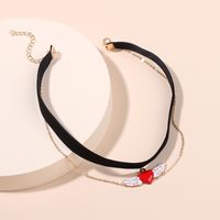 Double-layer Fashion Love Wings Chocker Necklace Heart-shaped Short Clavicle Chain Jewelry Wholesale Nihaojewelry main image 1