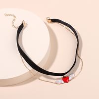 Europäische Und Amerikanische Doppels Chicht Mode Liebe Flügel Chocker Halskette Kragen Temperament Herzförmige Kurze Schlüsselbein Kette Schmuck Frauen main image 2