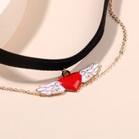 Double-layer Fashion Love Wings Chocker Necklace Heart-shaped Short Clavicle Chain Jewelry Wholesale Nihaojewelry main image 3